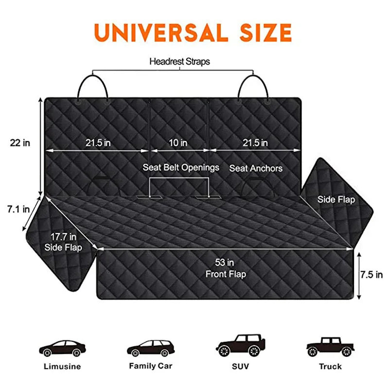 Car Dog Seat Cover for Back Seat Waterproof Rear Pet Seat