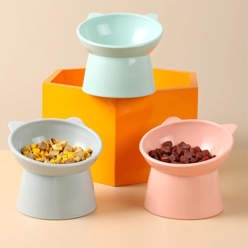 High Foot Tilted Pet Bowl for Flat-Faced Cats and Dogs