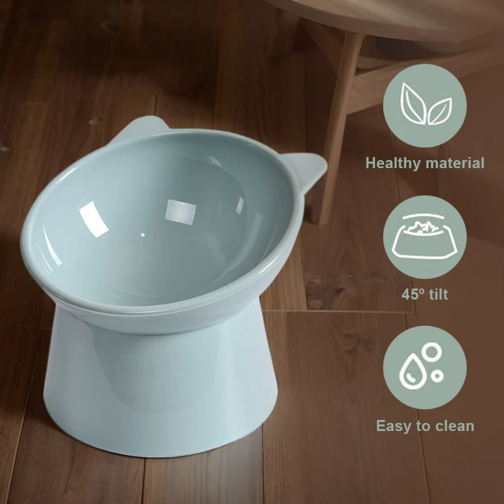 High Foot Tilted Pet Bowl for Flat-Faced Cats and Dogs