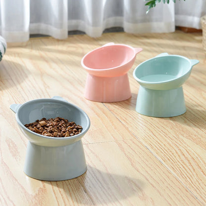 High Foot Tilted Pet Bowl for Flat-Faced Cats and Dogs